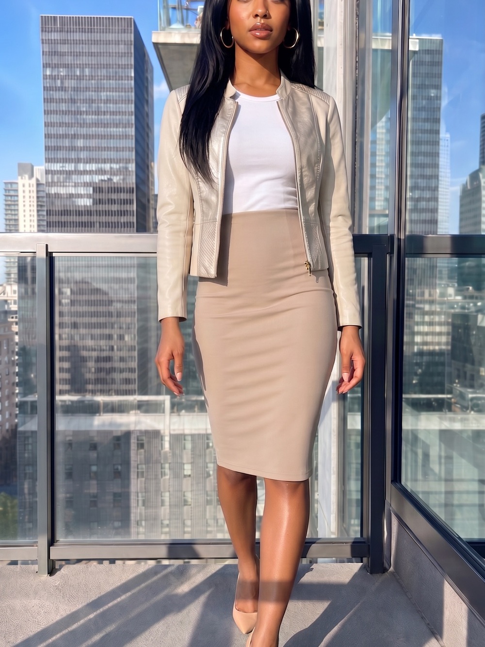 WOW couture Beige High-Waist Bandeau Skirt size L